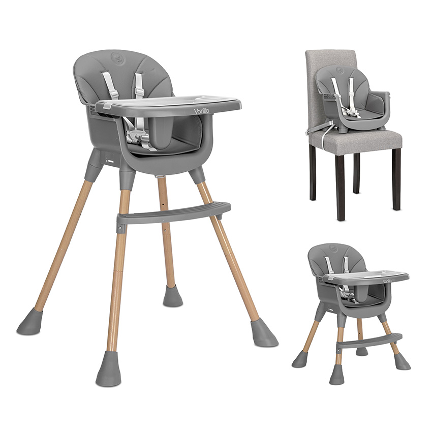 chaise haute VANILLA 3en1 gris