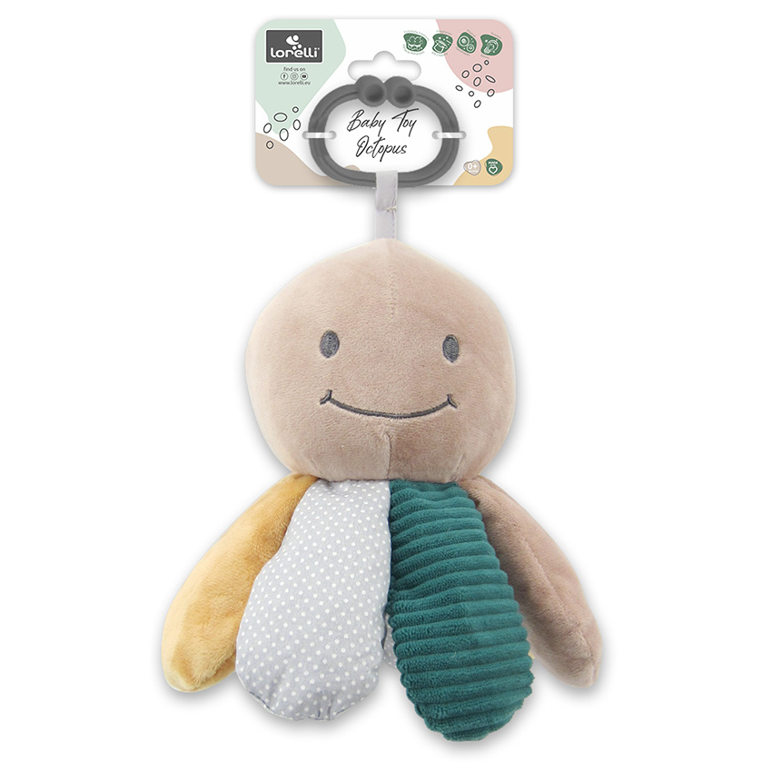 jouet d'éveil sensoriel octopus bleu/beige