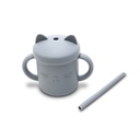 Tasse d'apprentissage en silicone souple (Incassable) avec paille réutilisable gris