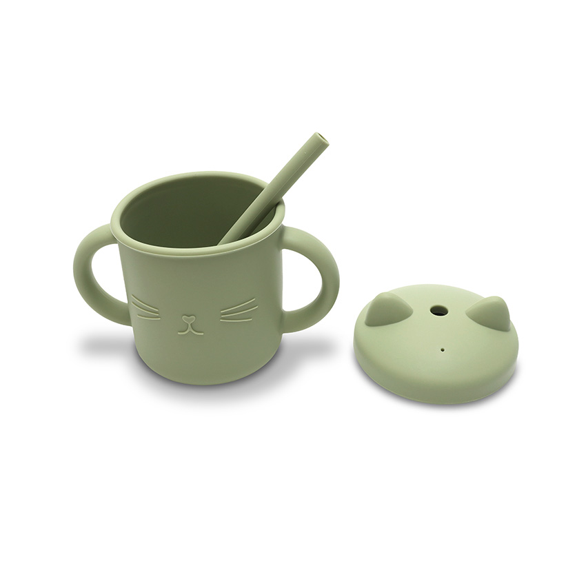 Tasse d'apprentissage en silicone souple (Incassable) vert