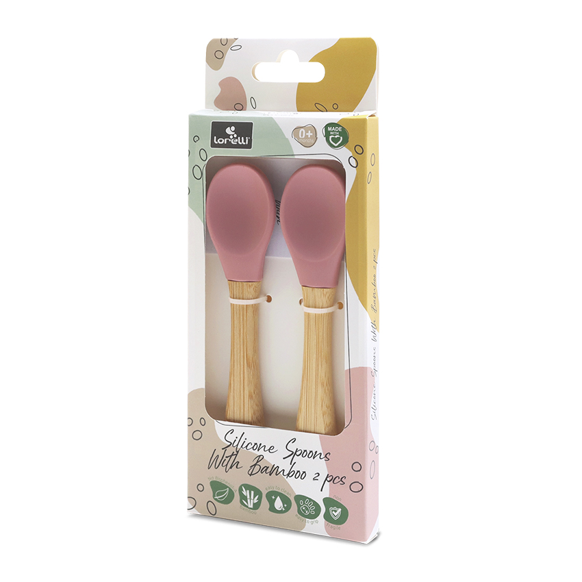 lot de 2 cuillère bamboo rose