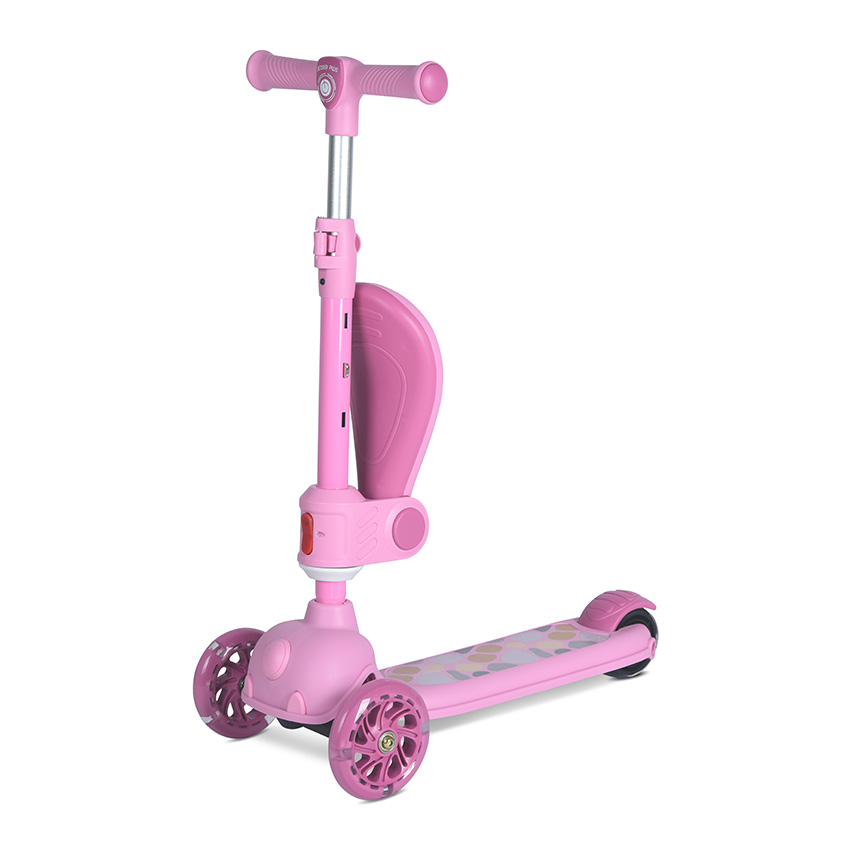 Trottinette Évolutive 2-en-1 avec Siège Pliable rose