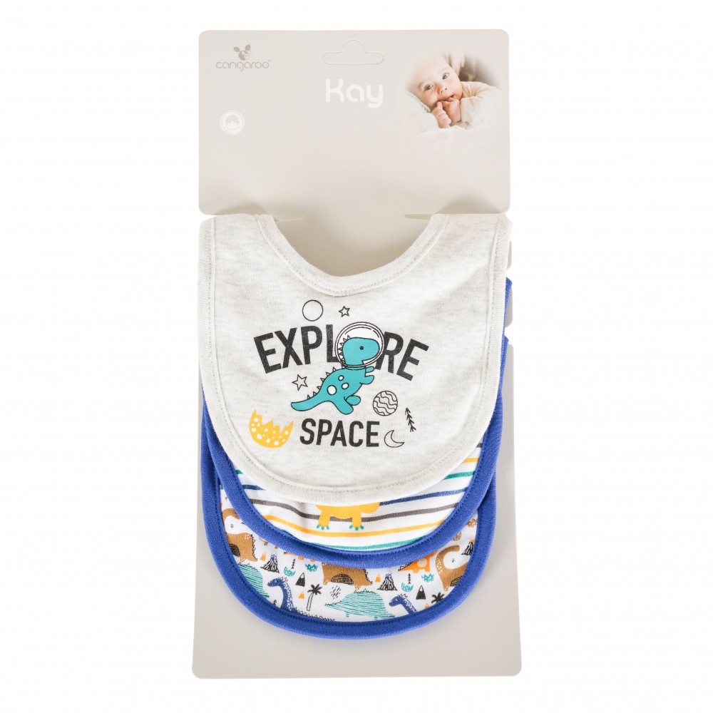 Lot de 3 bavoirs Kay Bleu