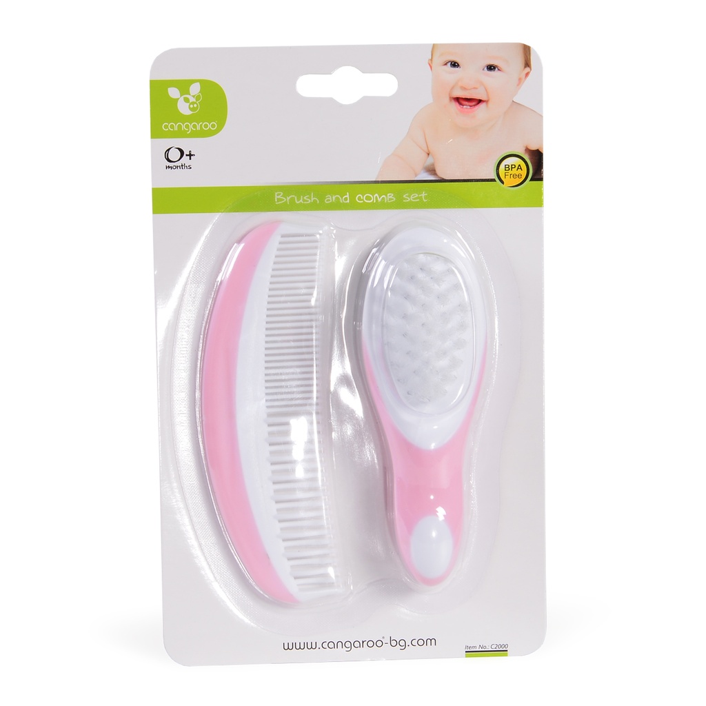 set brosse + peigne rose