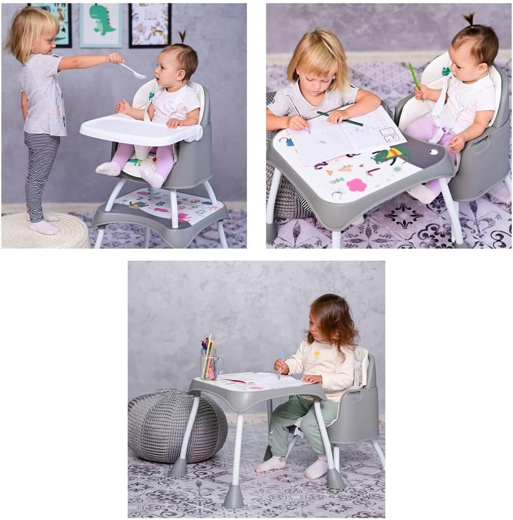 Chaise haute trick 3en1 rose