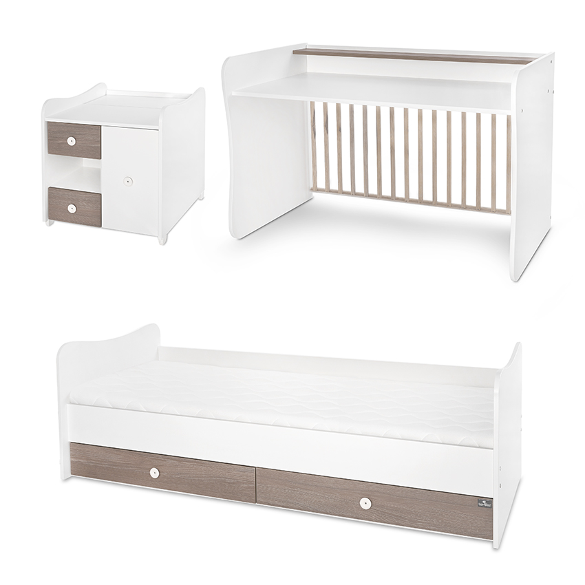 Lit mini max 190/72 blanc/caffe