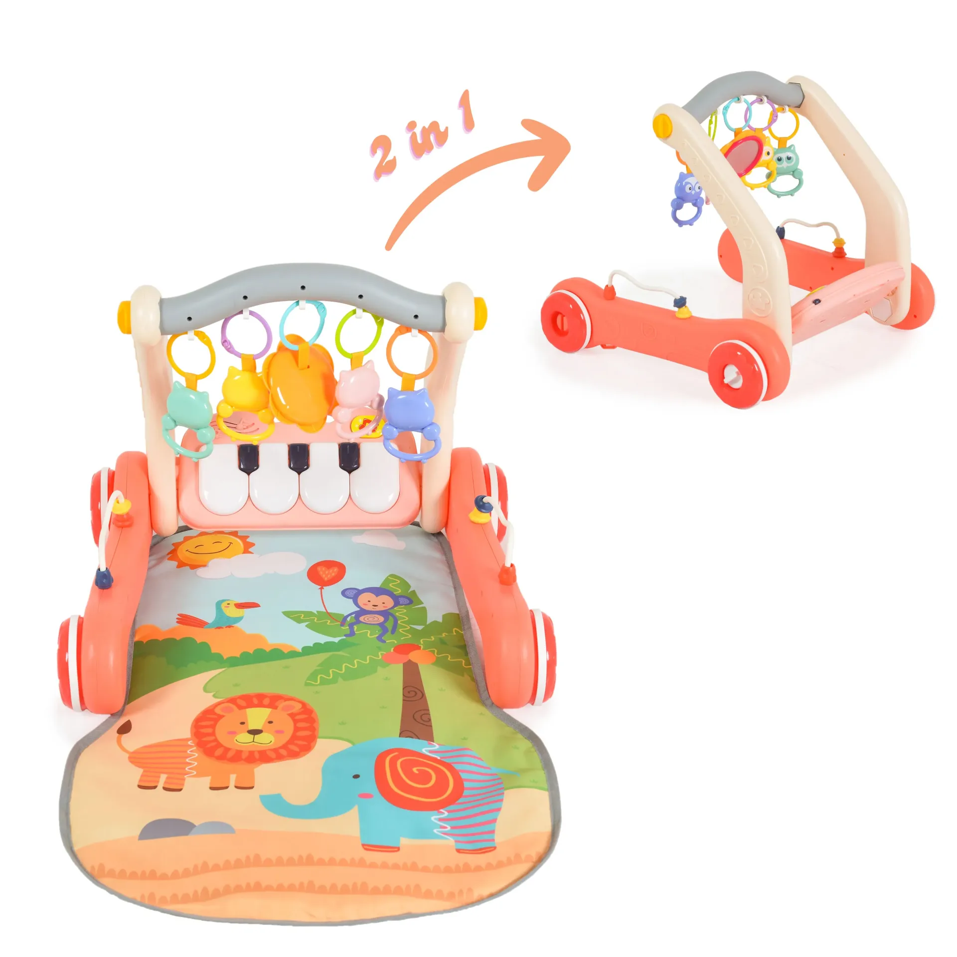 chariot de marche rose