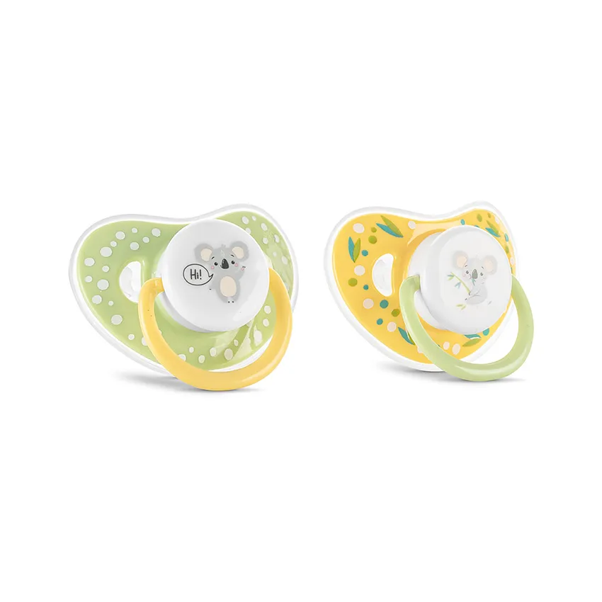 Lot de 2 tétines 6 mois + Jaune/vert