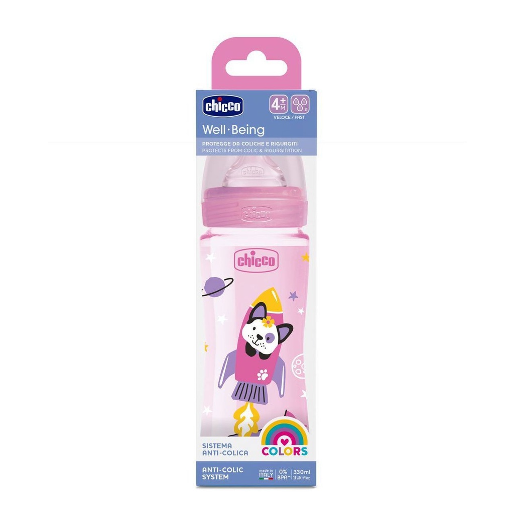 BIB PP 330ML SIL FL RAPIDE ROSE 4M+