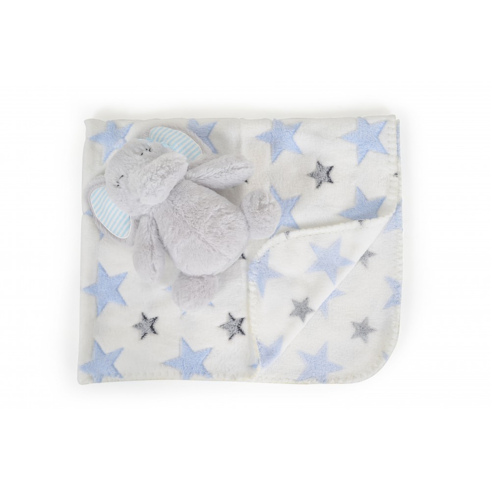couverture 90/75 cm + doudou bleu étoiles