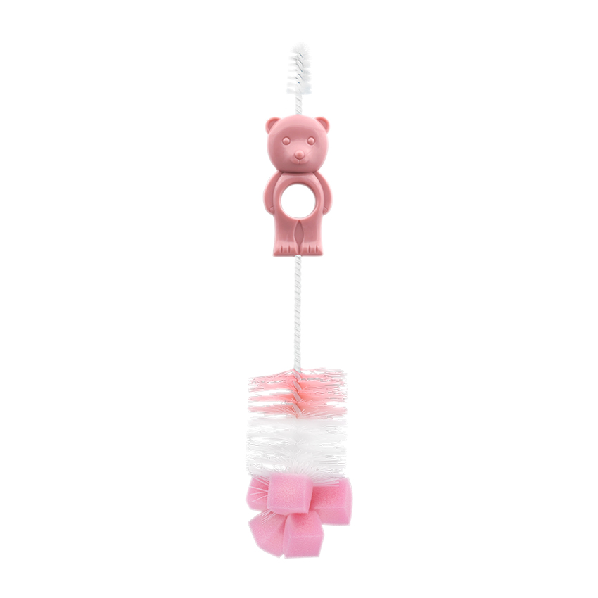brosse pour biberon ours rose