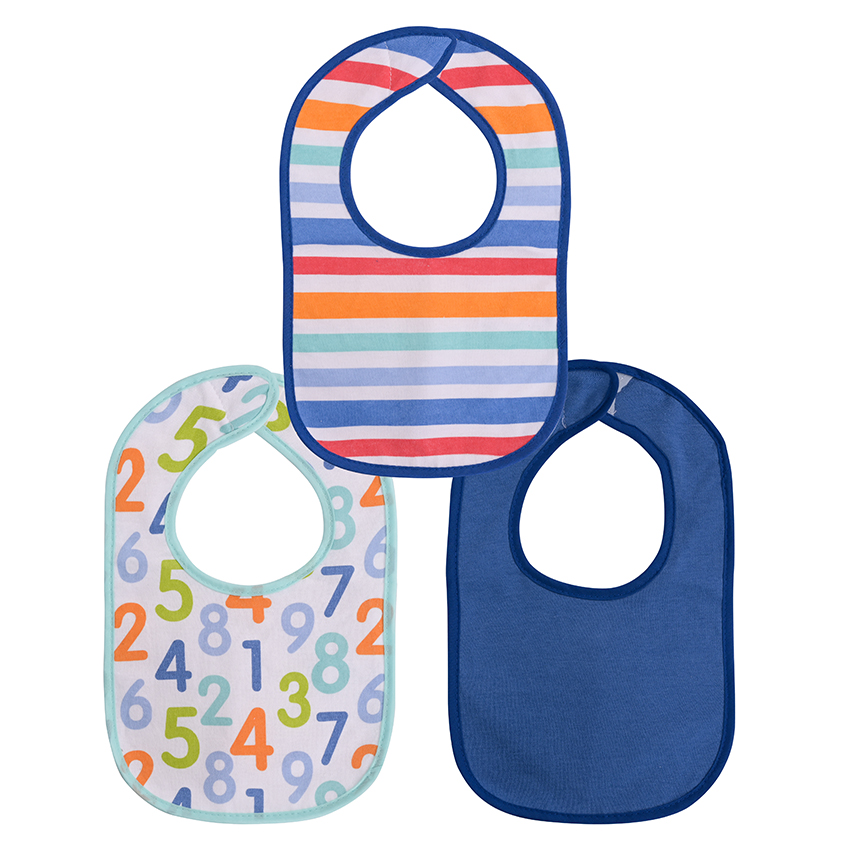 bavoir 3pcs velcro boy bleu