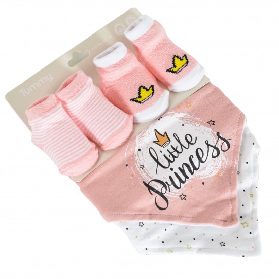 Set bavoir et chausson bébé rose
