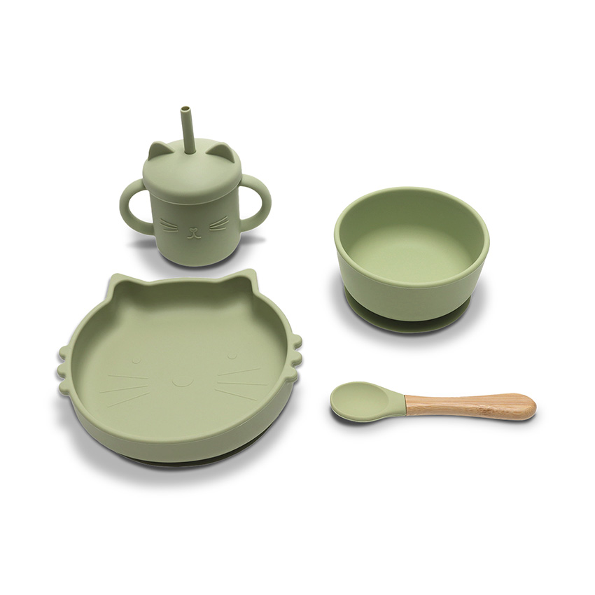 Set Repas Complet Bébé en Silicone vert