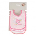 lot de 3 bavoirs rose