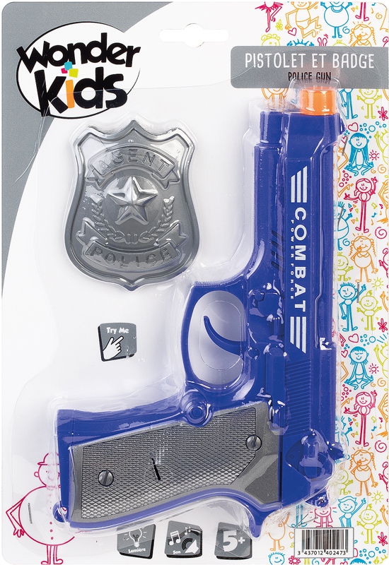 PISTOLET SON LUM+BADGE POLICE