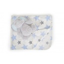 couverture 90/75 cm + doudou bleu étoiles