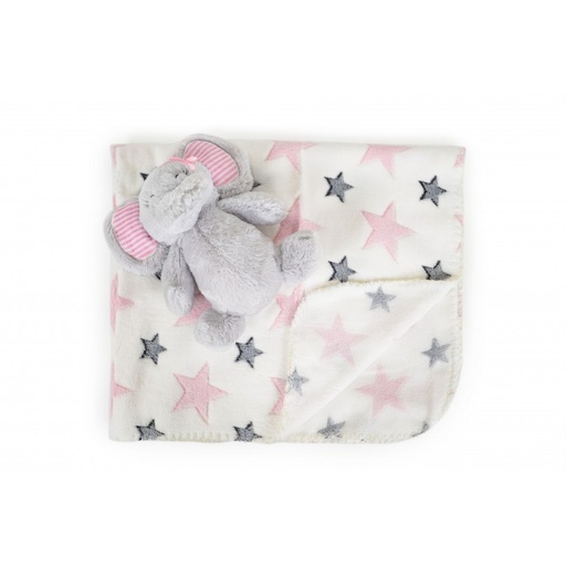 [3800146269197] couverture 90/75cm + doudou étoiles rose
