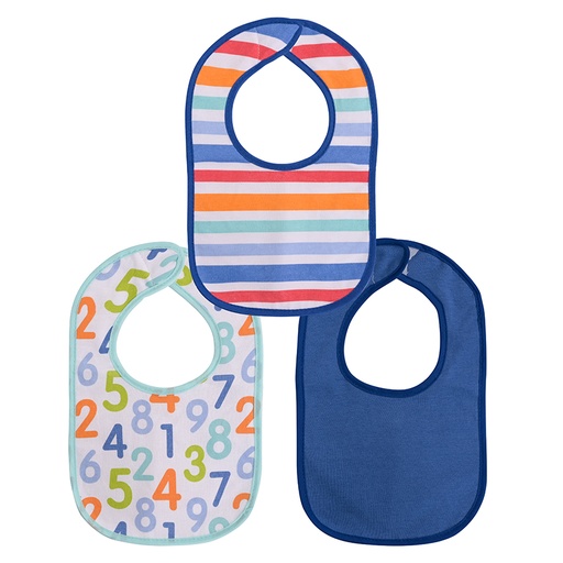 [10260230002] bavoir 3pcs velcro boy bleu