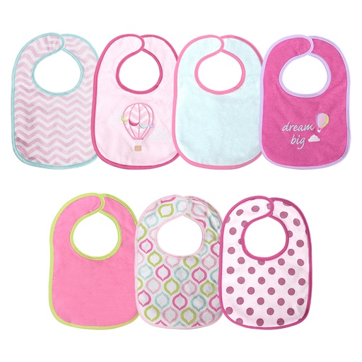 [10260240003] bavoir velcro 7pcs girl rose