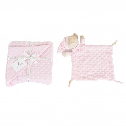 [3800146271442] Coffret couverture avec doudou rose