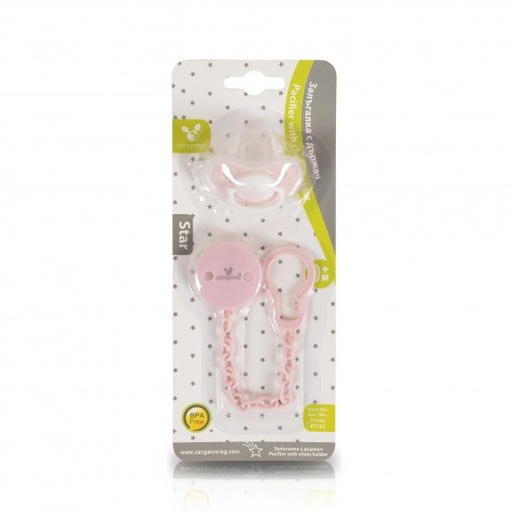 [3800146269715] Sucette avec attache étoile rose