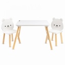 Ensemble Table et 2 Chaises Enfant en Bois – Design "Ours Blanc"